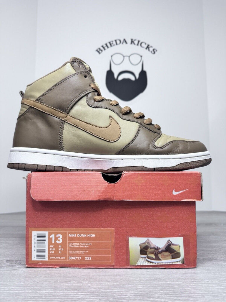 Size 13 -  Nike Dunk High Brown Maple Taupe 2003 304717-222 Preowned Vintage