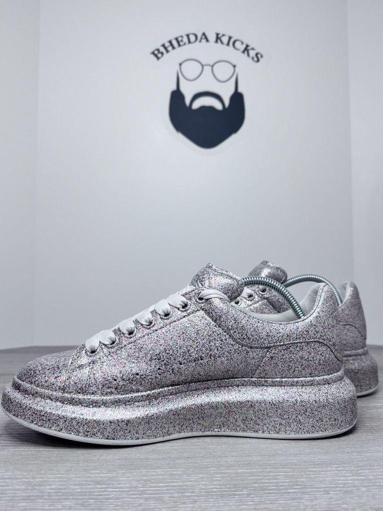 Size 42 EU (9 Mens) - Alexander McQueen Leather Silver Glitter Sneakers