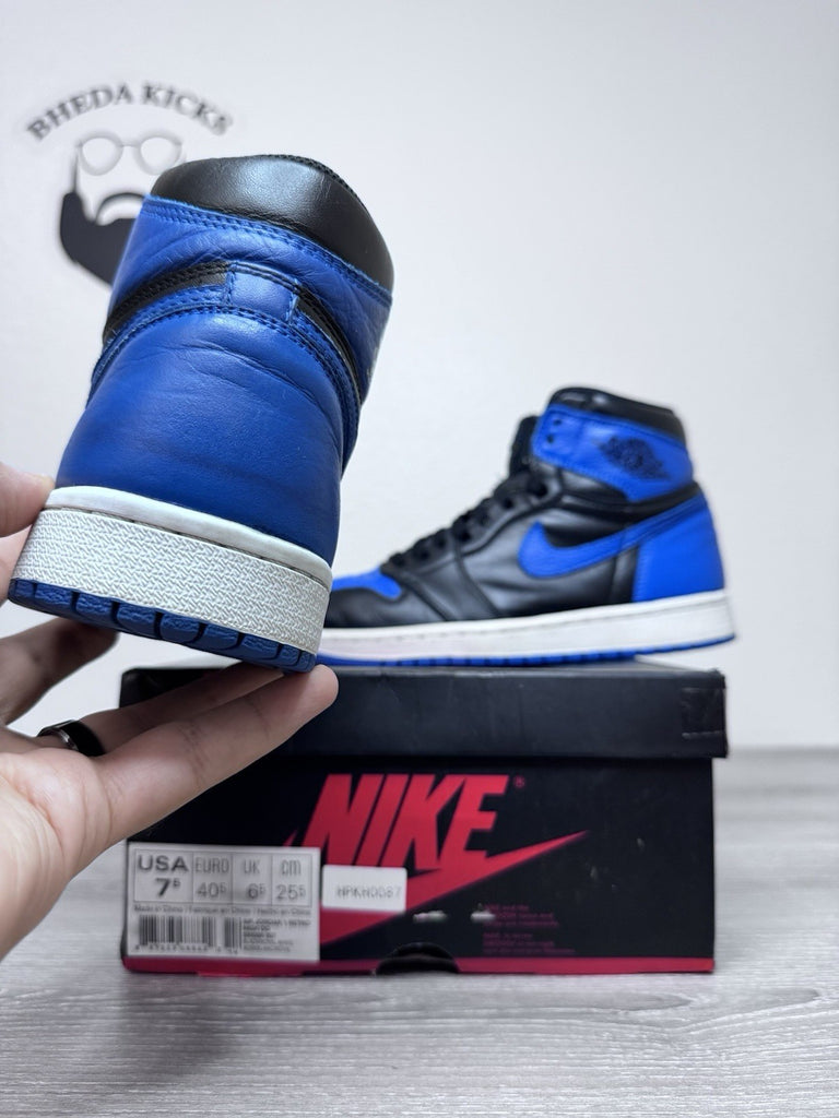 Size 7.5 - Nike Air Jordan 1 High OG Royal Blue Retro Men’s 555088-007 Preowned