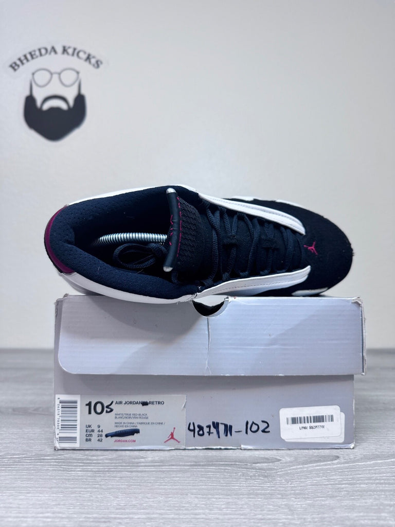 Size 10.5 - Air Jordan 14 Retro 2014 Black Toe 487471-102 Preowned Authentic
