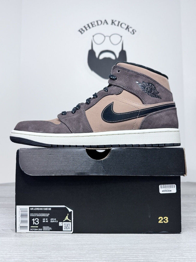 Size 13 - Air Jordan 1 Mid SE Dark Chocolate (DC7294-200) Preowned Og