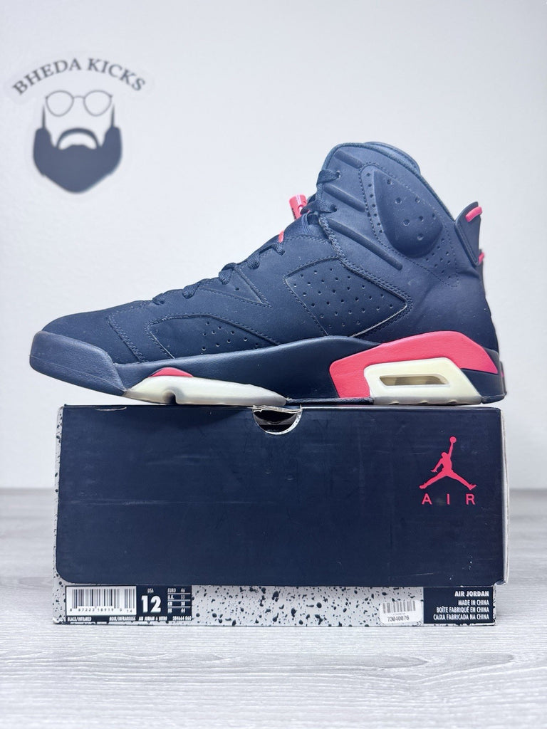 Size 12 - Air Jordan 6 Retro Infrared Black Mens Preowned 384664-060 Rare