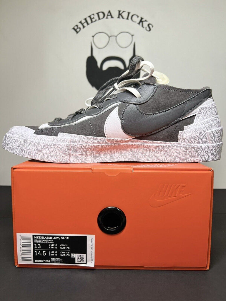 Size 13 - Nike Blazer Low Sacai Iron Grey DD1877-002 Preowned Authentic