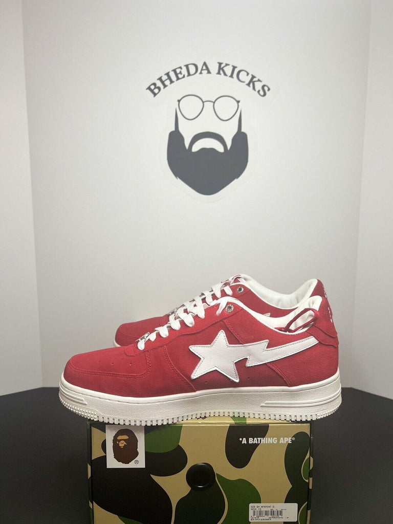 A Bathing Ape Bape Sta Suede Pack White Red Preowned Authentic Rare Mens Size 12