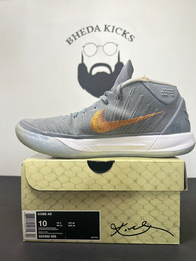 Nike Kobe A.D. Mid Grey Snake Size 10 922482-005 OG Preowned Authentic Rare