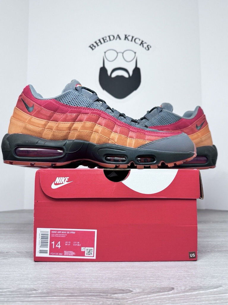 Size 14 - Nike Air Max 95 Premium Atlanta Grey Red Orange (FZ4125-060) DS NEW