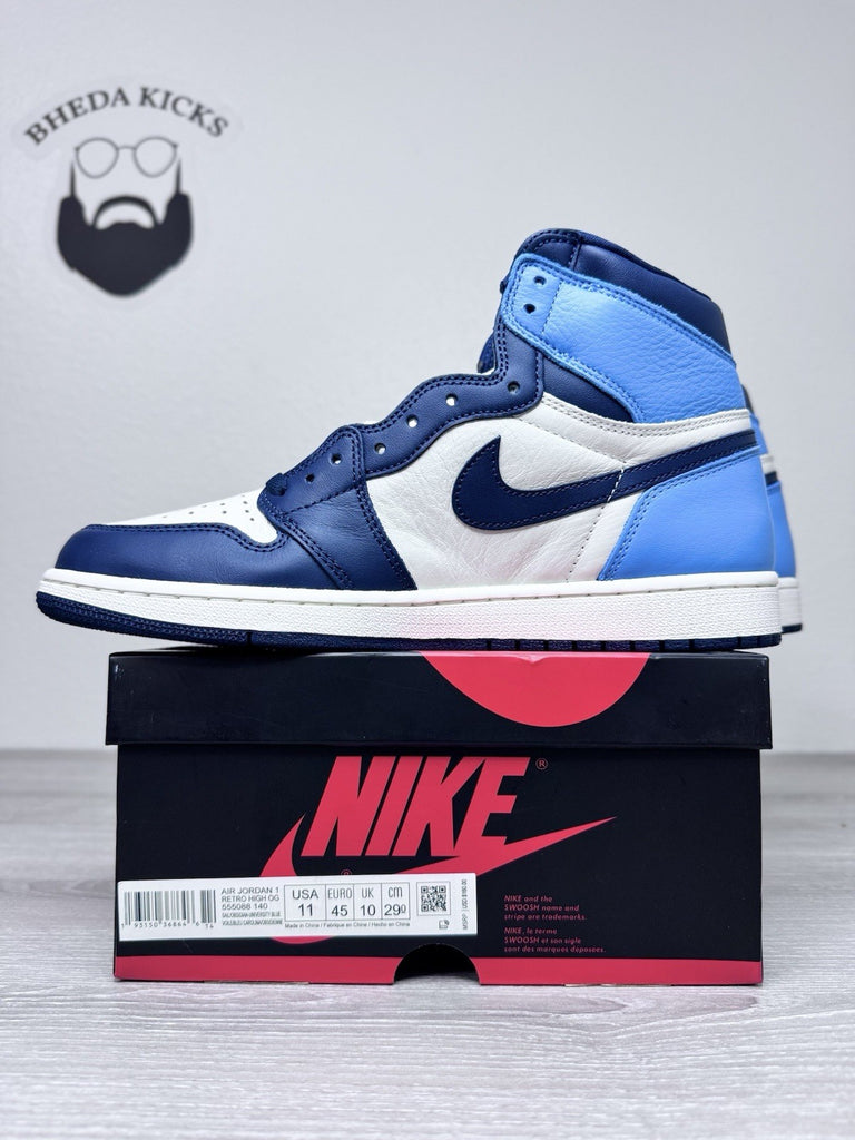 Size 11 - Jordan 1 Retro High Sail Obsidian UNC University Blue 555088-140 NEW