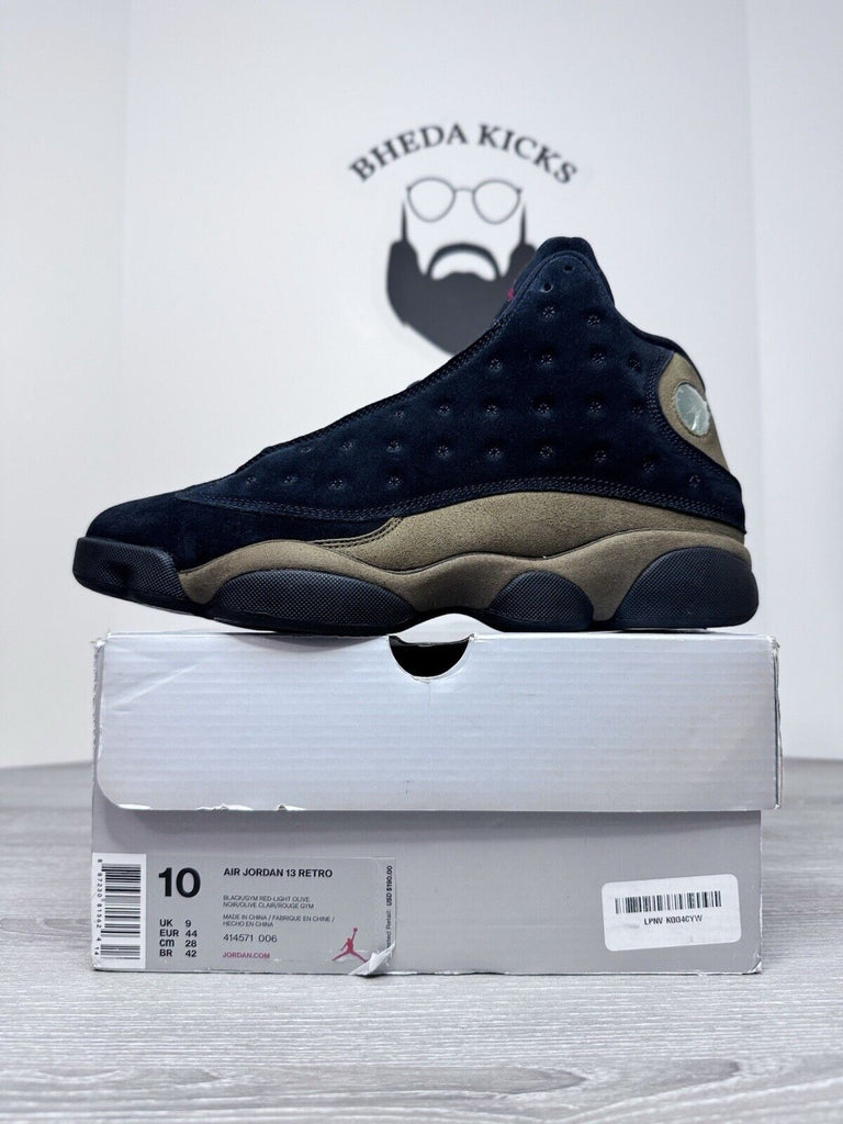 Size 10 - Nike Air Jordan 13 Retro Olive Sneakers 414571-006 Preowned