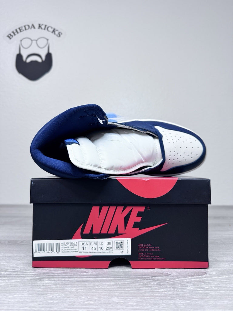 Size 11 - Jordan 1 Retro High Sail Obsidian UNC University Blue 555088-140 NEW