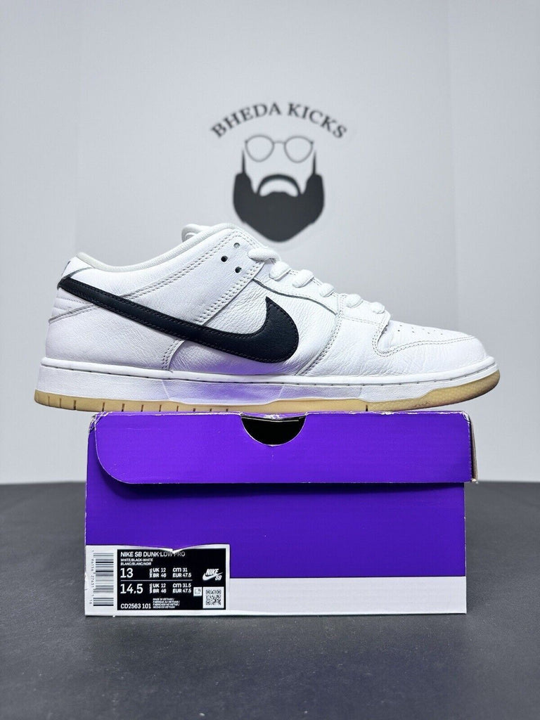 Nike SB Dunk Low White Gum CD2563-101 Preowned White Black Men’s Size 13