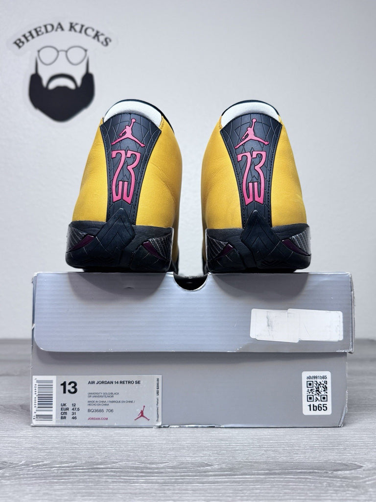 Size 13 - Jordan 14 XIV Retro Ferrari 'University Gold' 2019 BQ3685-706 Preowned