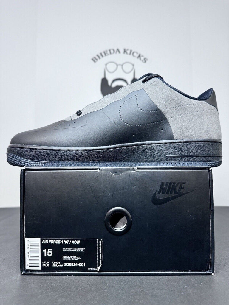 NEW Nike Air Force 1 Low ACW A Cold Wall Black Dark Grey BQ6924-001 Size 15