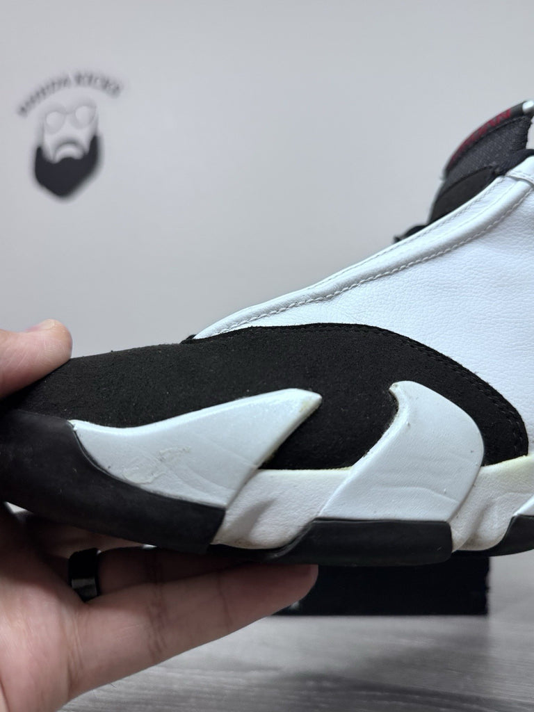 Size 13 - Air Jordan Black Toe 2014 Retro White Sneakers 487471-102 Preowned