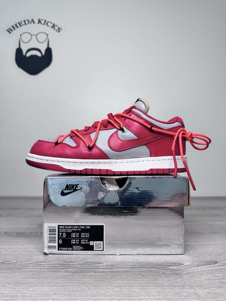 Size 7.5 - Off-White Nike Dunk Low “University Red” CT0856-600 Preowned CLEAN