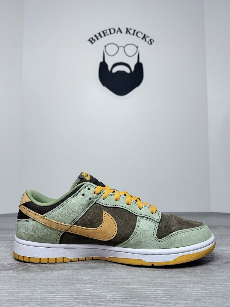 Size 11.5 - Nike Dunk Low Dusty Olive Brown Orange Suede White (DH5360-300)