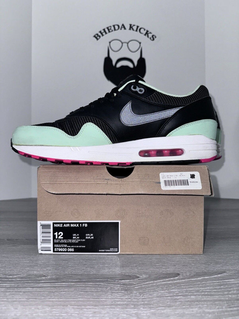 Size 12 - Nike Air Max 1 FB Yeezy Fresh Mint Flash Pink 579920-066 2013