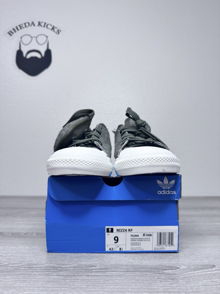 Size 9 - Adidas Nizza RF Low Retro Shoes Green Leather Canvas Sneakers FX2444 DS