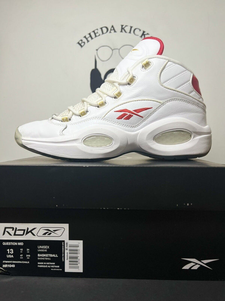 Reebok Question Mid Men's Sneakers Basketball Shoes White Red GX0230 Size 13