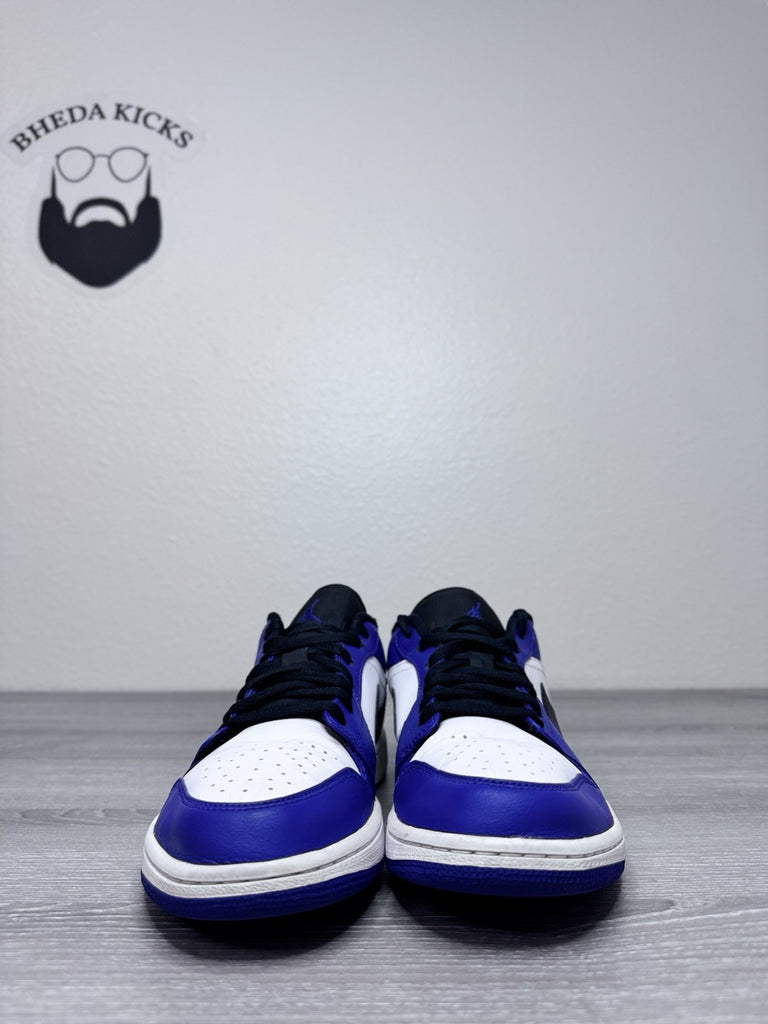 Size 9.5 - Jordan 1 Low Court Purple White 553558-500 Preowned Authentic Og