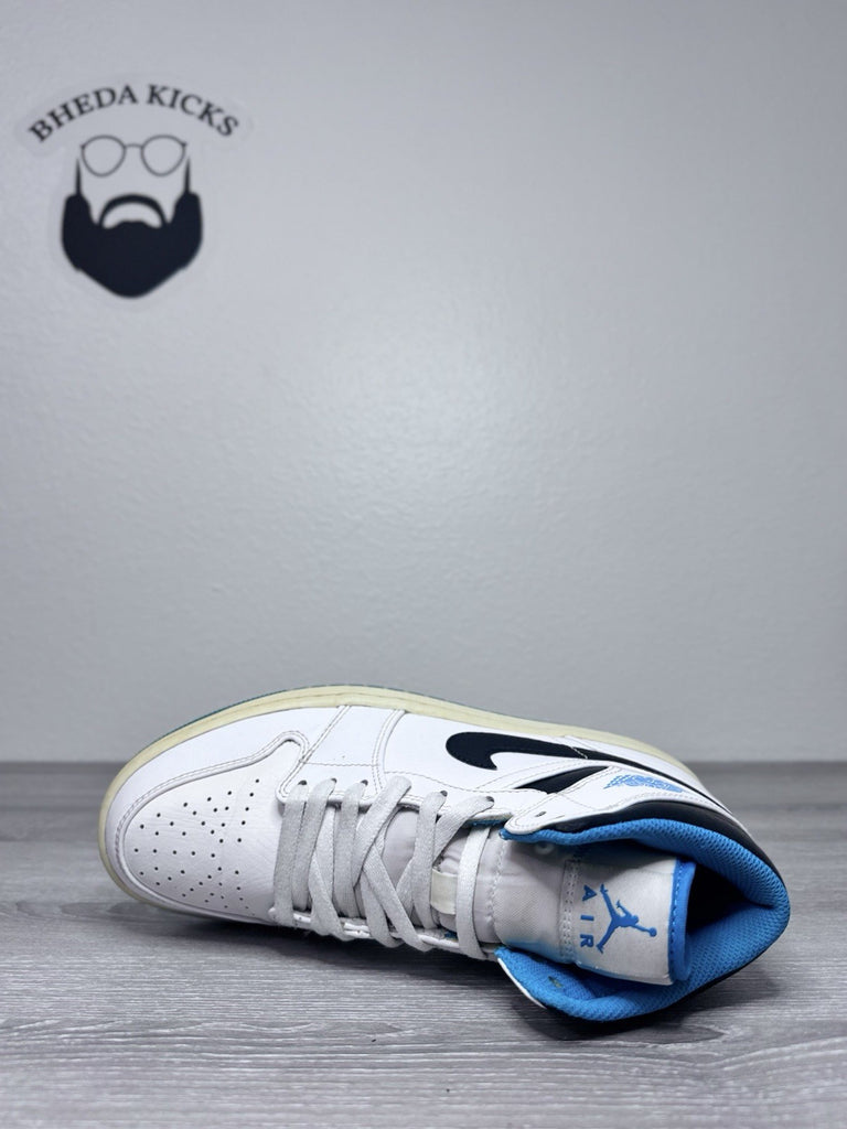Size 8 - Air Jordan 1 Mid Laser Blue White Black Leather (554724-141)