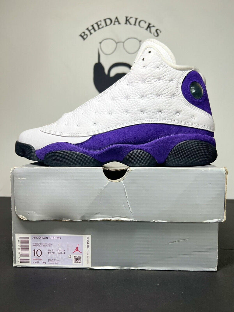 Nike Air Jordan 13 XIII Retro Lakers White Black Court Purple 414571-105 Mens 10