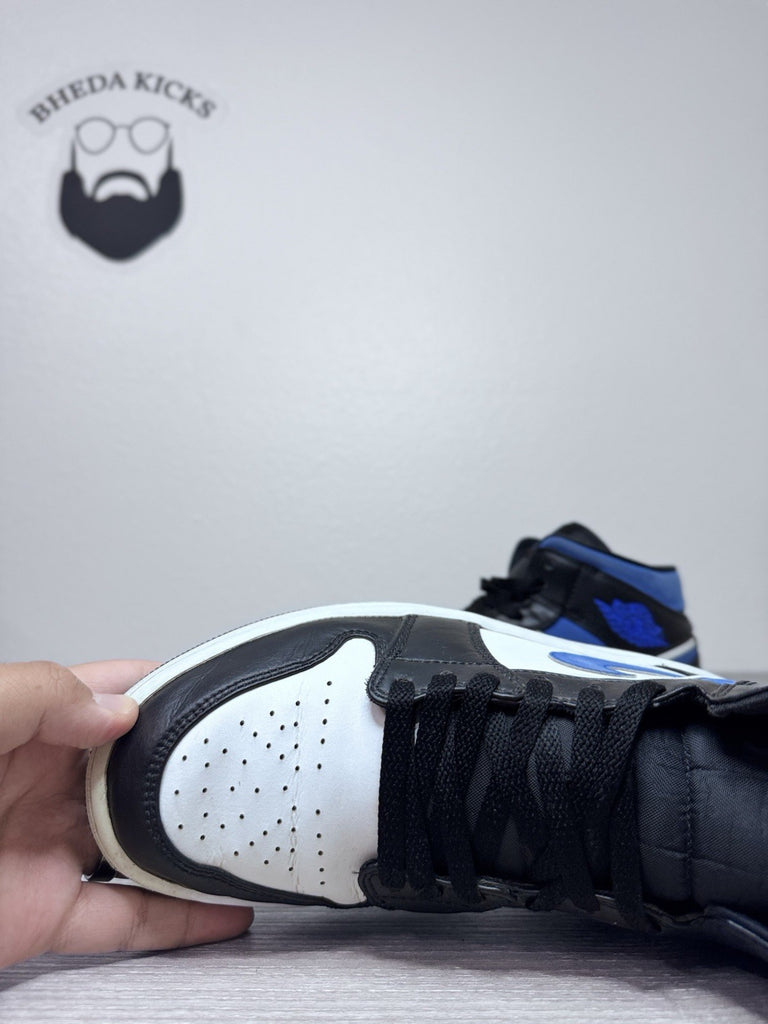 Size 9.5 - Nike Jordan 1 Mid White Black Racer Blue Men's Sneakers 554724-140