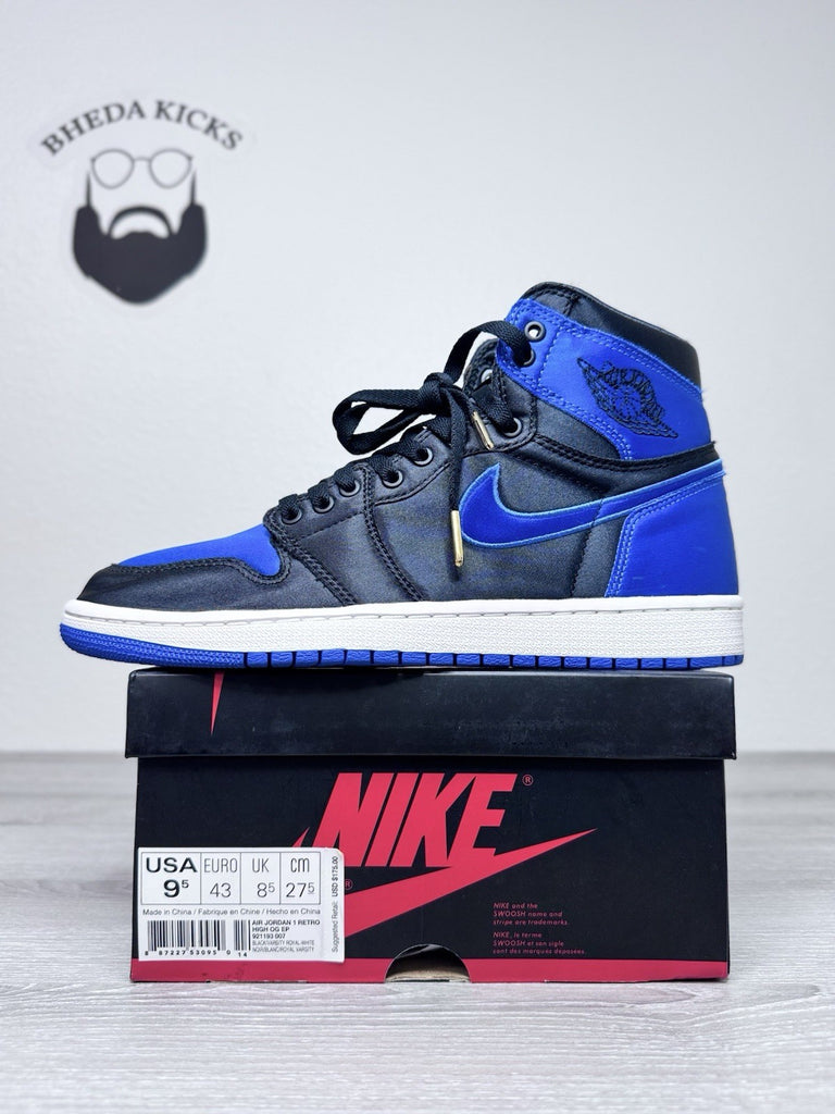 Size 9.5 - Nike Air Jordan 1 Retro Satin Royal 2017 921193-007 Preowned Rare