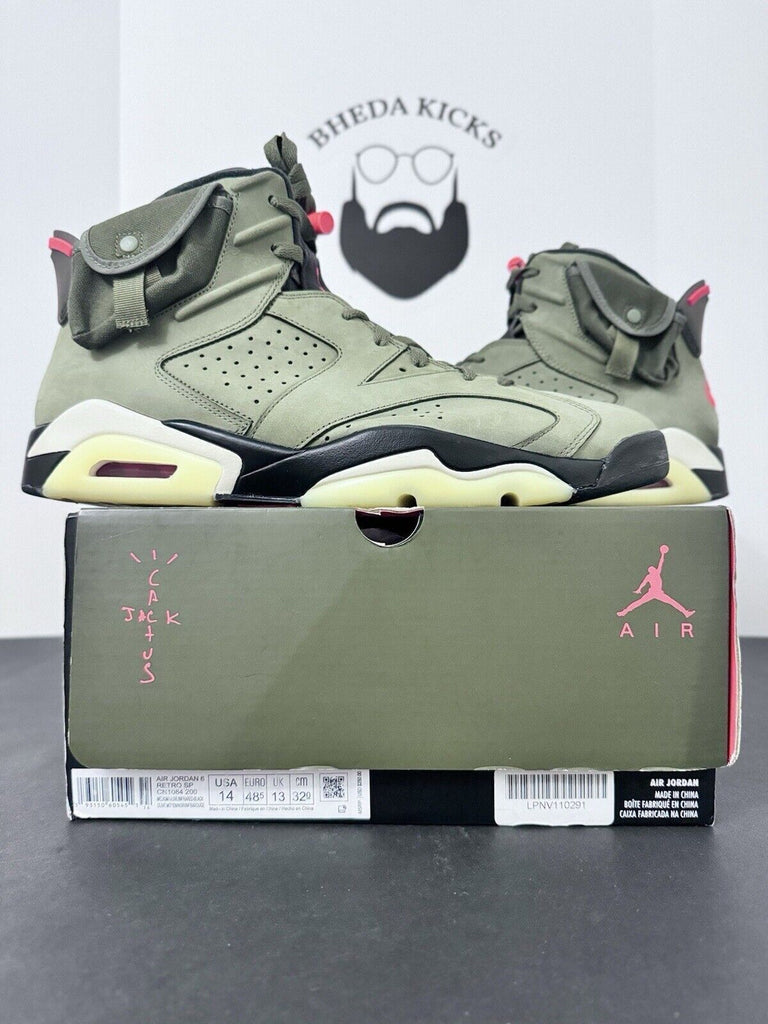 Nike Air Jordan 6 Retro Travis Scott Olive CN1084-200 Khaki Green Men’s Size 14