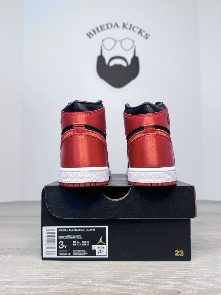 Size 3Y - Nike Air Jordan 1 High OG Satin Bred PS PreSchool FD5304-061 NEW DS