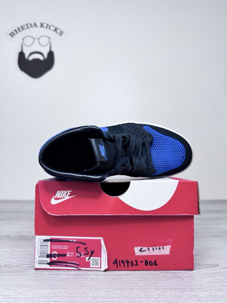 Size 5.5y - Nike Air Jordan 1 Retro High Flyknit Royal Blue GS 919702-006 2017