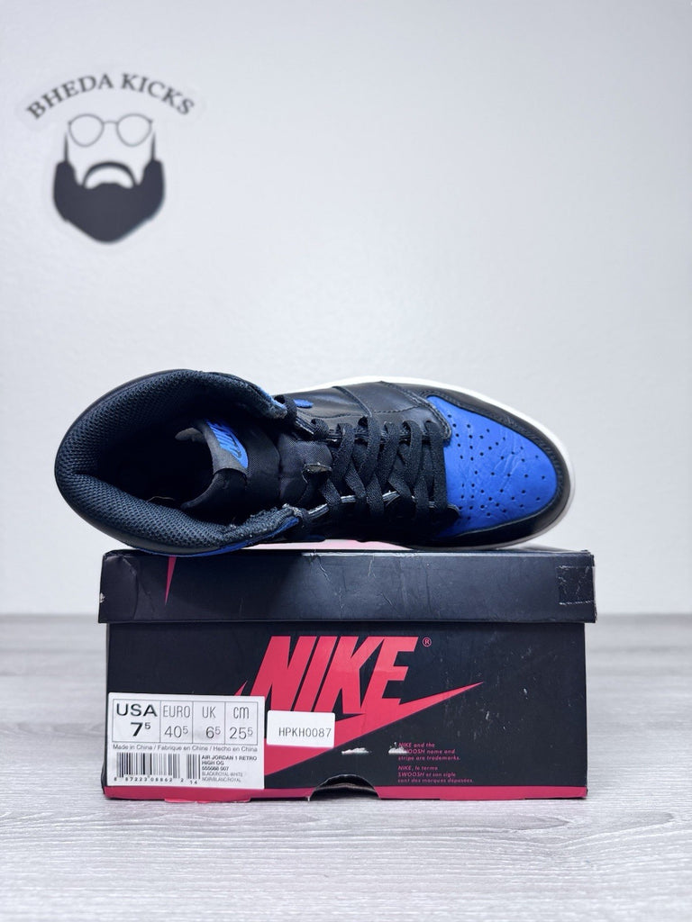 Size 7.5 - Nike Air Jordan 1 High OG Royal Blue Retro Men’s 555088-007 Preowned