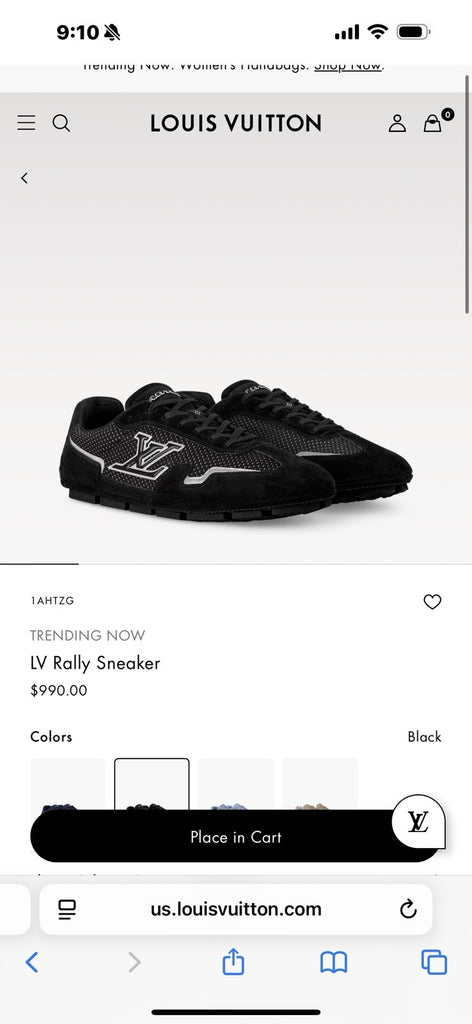 Size 10LV (size 11 US) - Louis Vuitton Rally Sneaker New Release Authentic Black