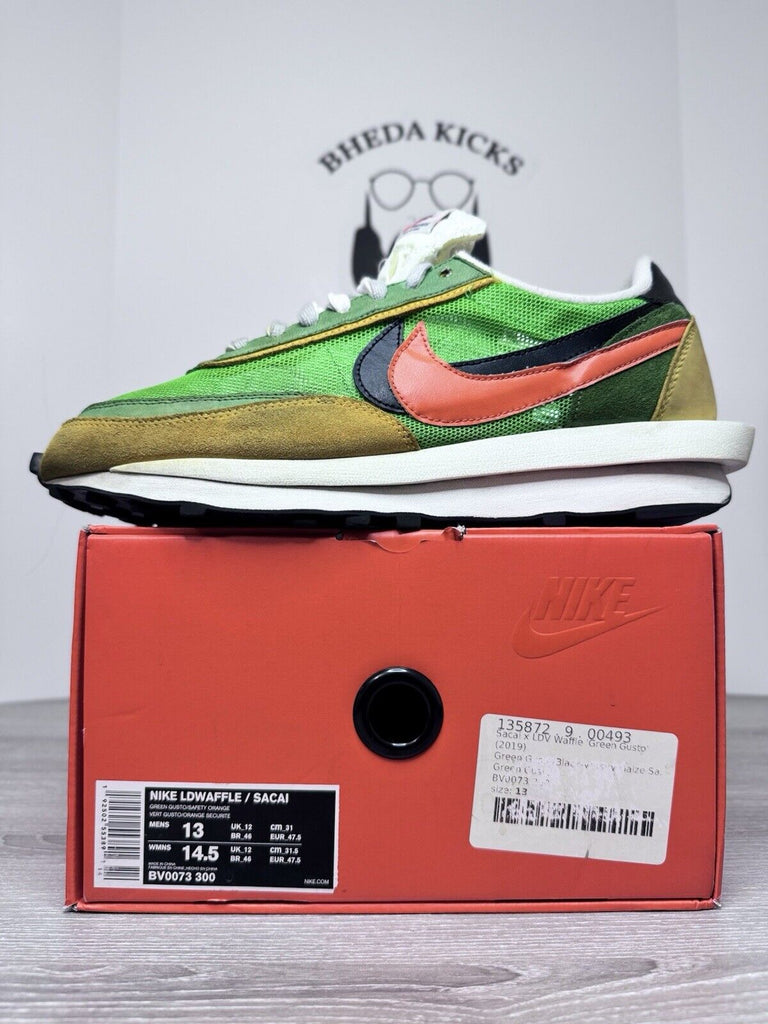 Size 13 - Nike Sacai LDWaffle US Green Gusto Orange Sneaker Shoes BV0073-300