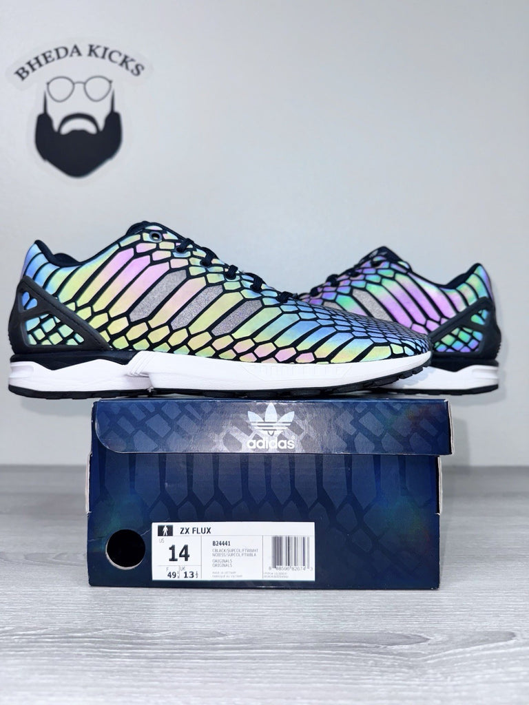 Size 14 - Adidas ZX Flux Black Xeno Reflective B24441 Preowned Authentic Oh