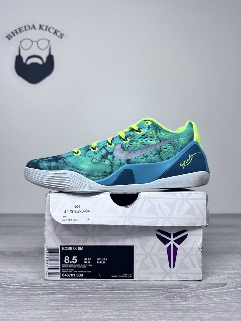 Size 8.5 - Nike Kobe 9 EM Easter Volt 2014 646701-300 Black Mamba Basketball