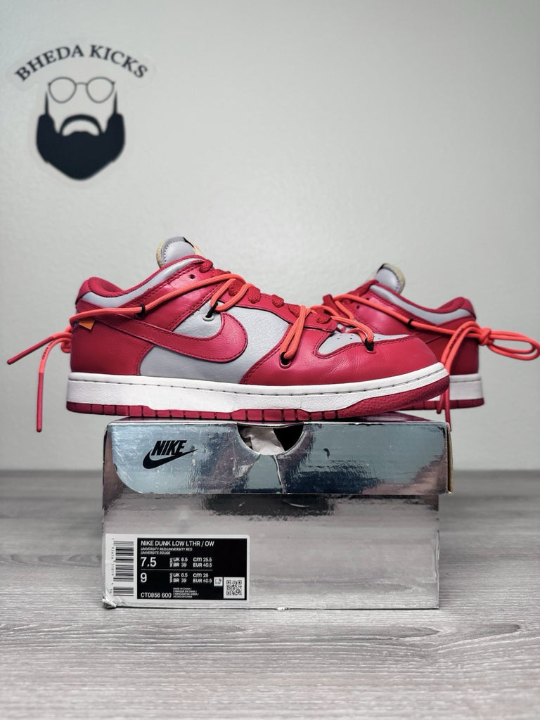 Size 7.5 - Off-White Nike Dunk Low “University Red” CT0856-600 Preowned CLEAN