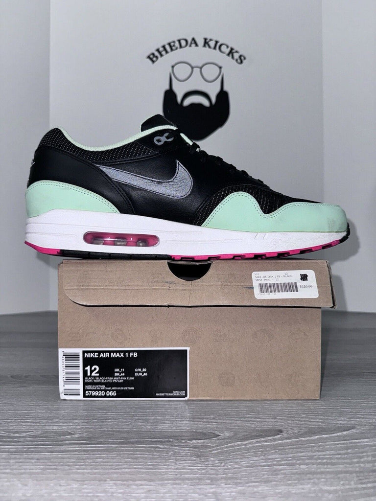 Size 12 - Nike Air Max 1 FB Yeezy Fresh Mint Flash Pink 579920-066 2013