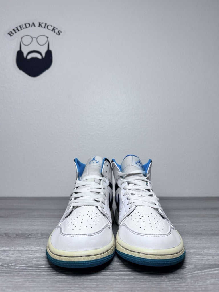 Size 8 - Air Jordan 1 Mid Laser Blue White Black Leather (554724-141)