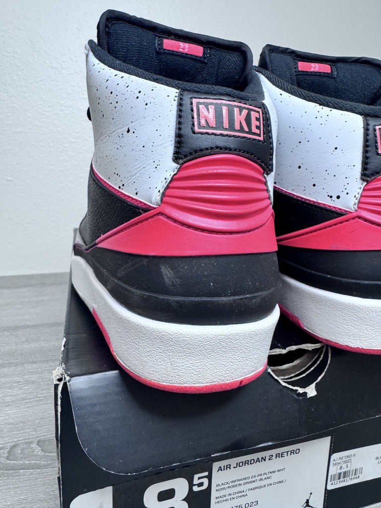 Size 8.5 - Air Jordan 2 Retro Infrared 23 Black White Red Gray (385475-023)