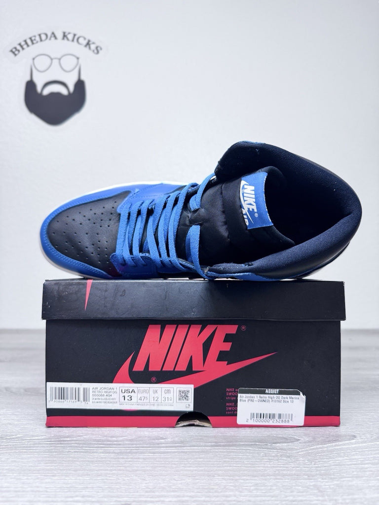 Size 13 - Nike Air Jordan 1 Retro OG High Dark Marina Blue Men's 555088-404