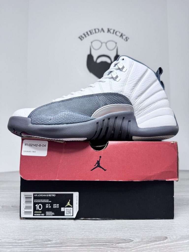 Size 10 - Air Jordan 12 Retro Dark Grey White Grey Leather (130690-160)