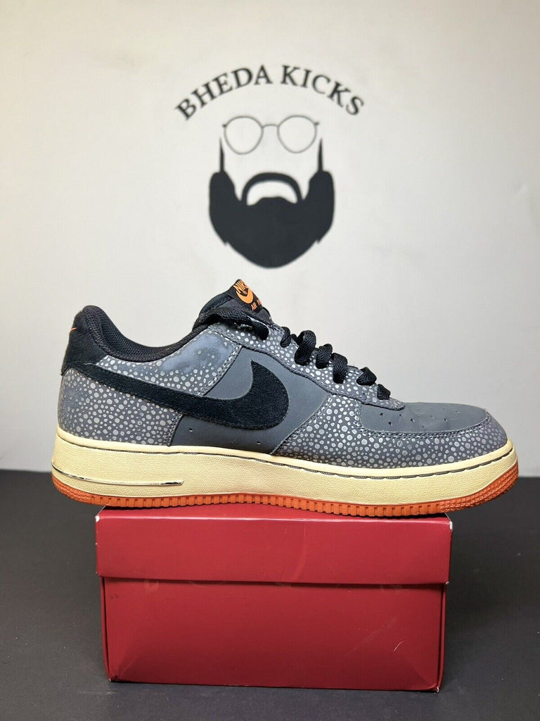 Nike Air Force 1 Low Safari Dark Grey Orange 488298-079 Men's Shoes Size 9.5 Og