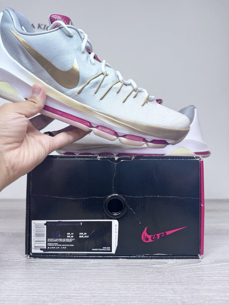 Size 16 - Nike KD 8 VIII ID By You Gray White Gold Red Black 818303-996 NEW DS