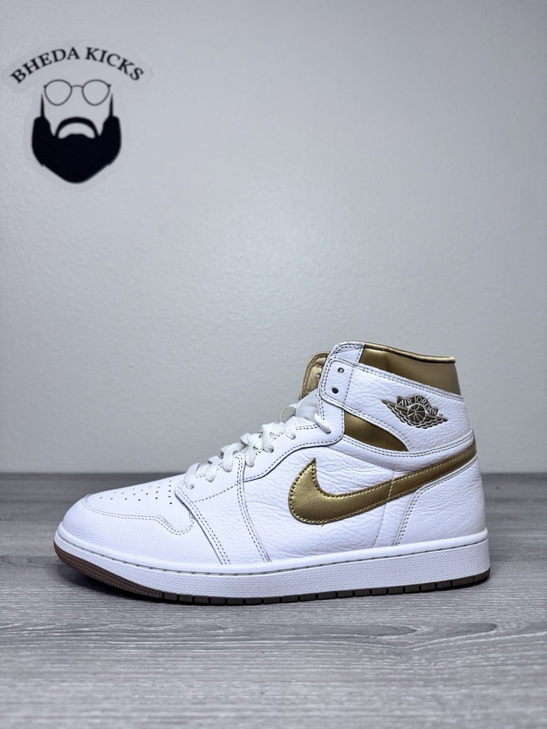 Size 14W/12.5M - Nike Air Jordan 1 Retro High OG Metallic Gold White FD2596-107