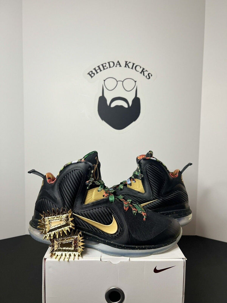 Nike Lebron IX 9 Watch the Throne Gold Black Sneaker DO9353-001 Mens Size 10.5