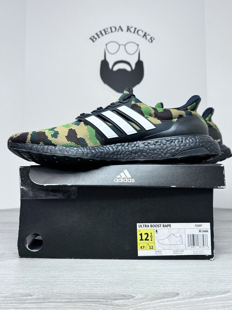 Size 12.5 - Adidas Ultra Boost 4.0 Bape Camo F35097 Preowned Rare Og Sneaker