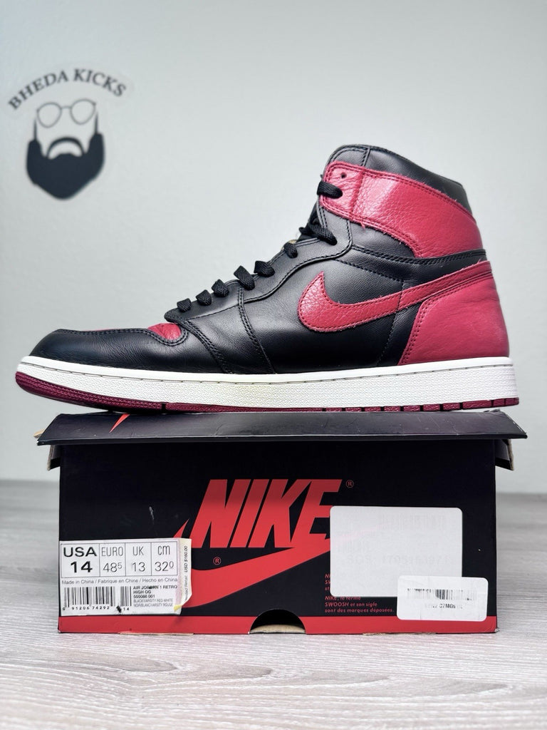 Size 14 - Nike Air Jordan 1 Retro OG High Banned Bred 555088-001 2016 Preowned