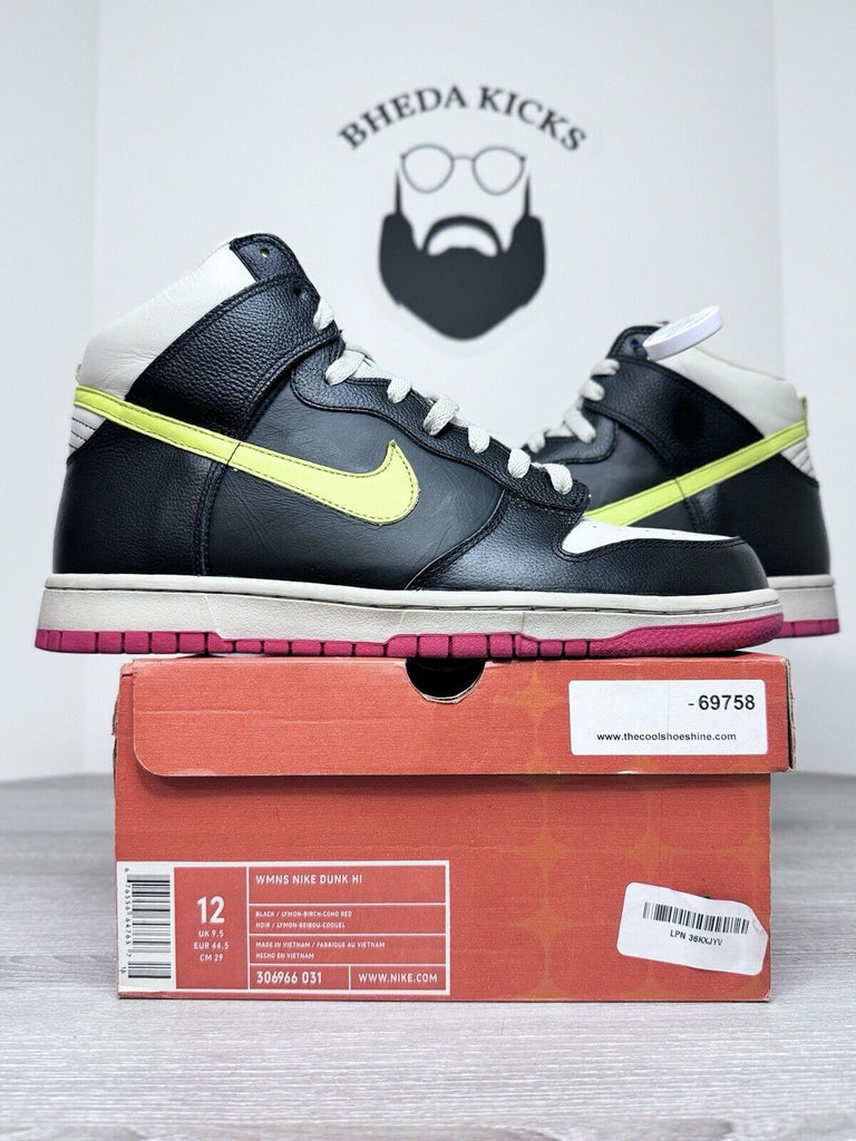 Size 12 (10.5 Mens) Nike Wmns Dunk Hi Ms Pac Man Black Lymon Birch 306966-031