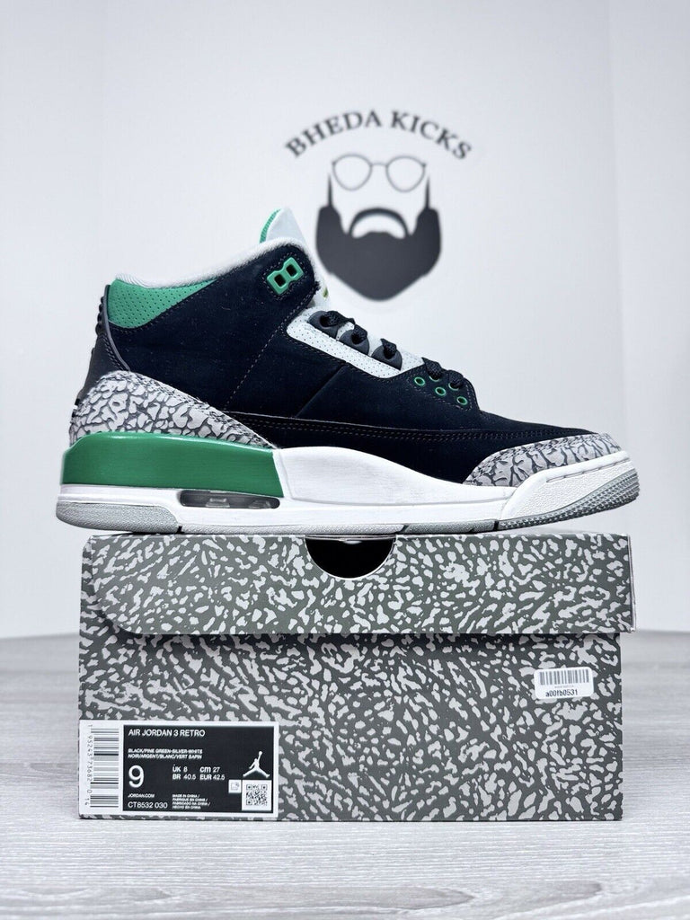 Size 9 And - Jordan 3 Retro Pine Green 2021 CT8532-030 Preowned Og Authentic