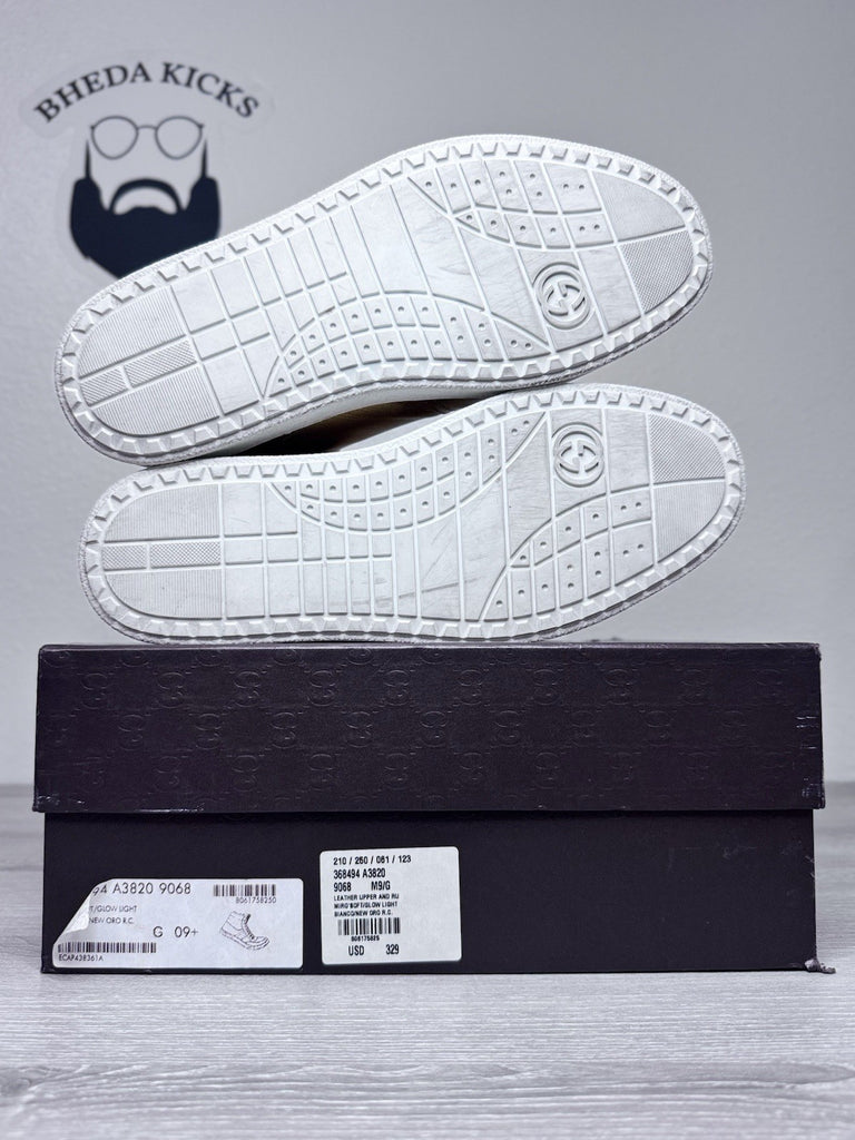 Size 9.5 - Gucci Miro Soft Leather High Top Men’s Sneakers Gold 376193 Preowned